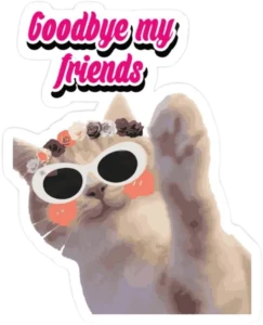 Sticker bye meme mèo