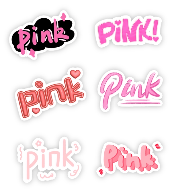 Bộ sticker dễ thương màu hồng