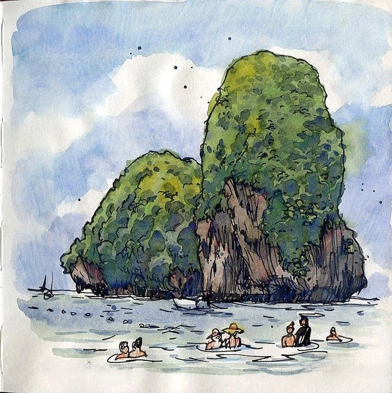 Cách vẽ vịnh hạ long đơn giản đẹp