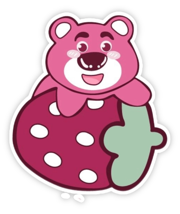 Gấu dâu màu hồng sticker