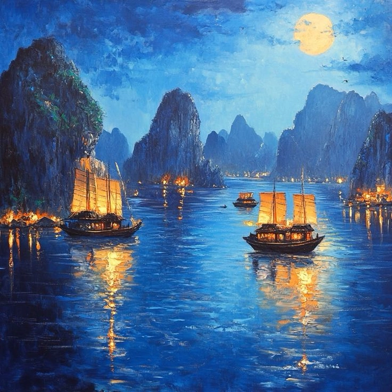 Hình vẽ vịnh hạ long sinh động đẹp