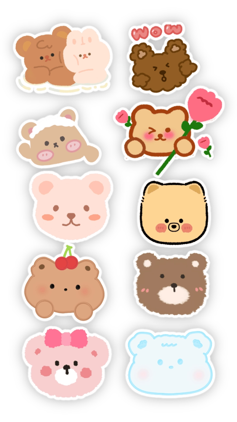 Sticker con gấu biểu cảm