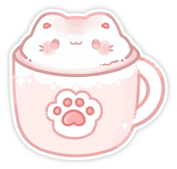 Sticker cute màu hồng