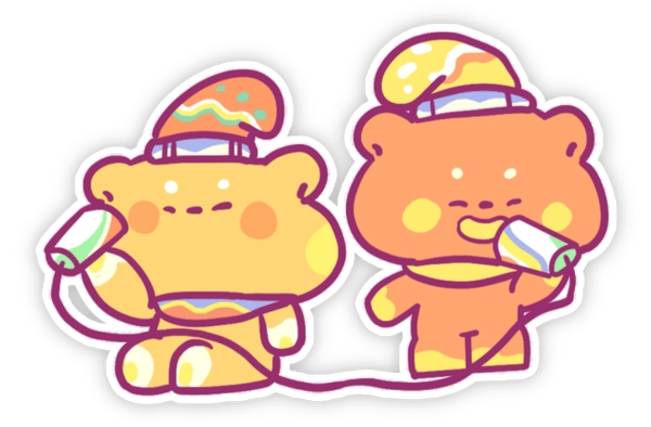 Sticker gấu ăn đáng yêu