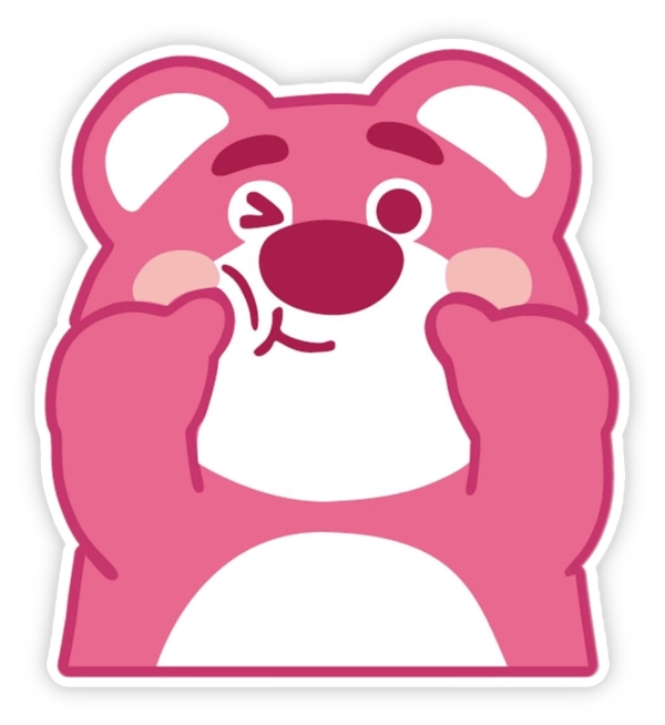 Sticker gấu dâu hồng