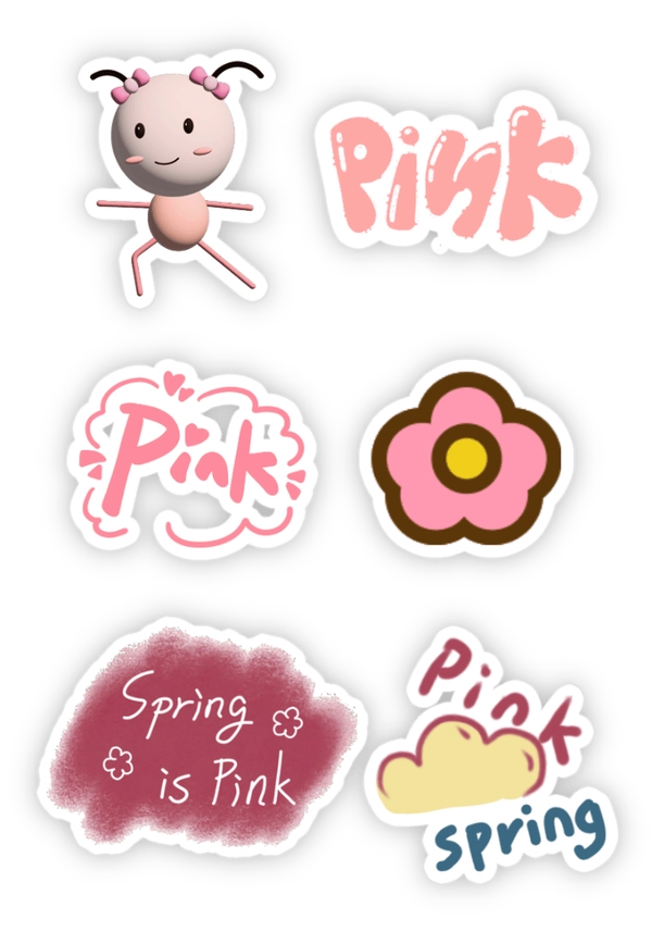Sticker màu hồng dễ thương