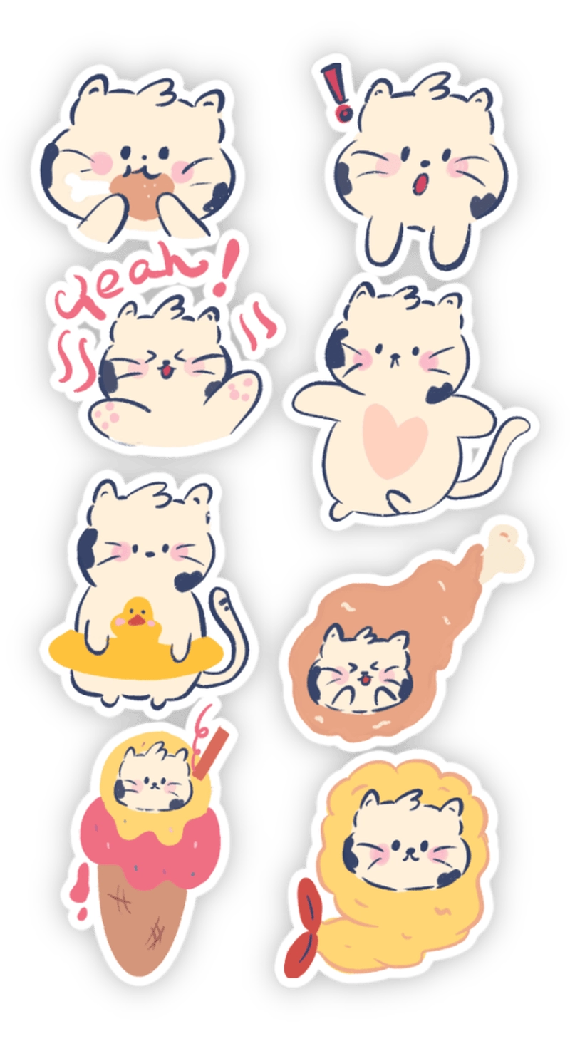 Sticker mèo cute meme độc đáo