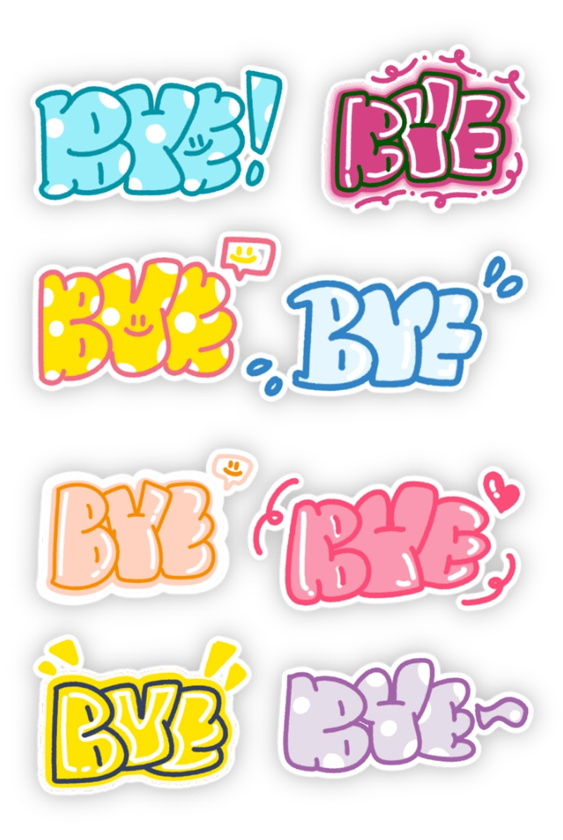 Sticker tạm biệt dễ thương