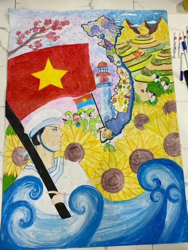 Tranh vẽ biển đảo việt nam tươi