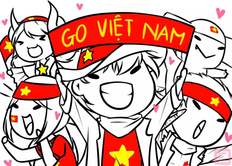 Tranh vẽ em yêu tổ quốc Việt Nam nhóm cổ vũ rất vui