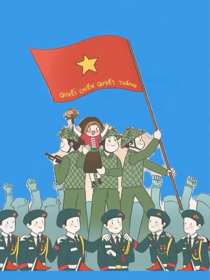 Tranh vẽ em yêu tổ quốc Việt Nam quân dân đồng lòng
