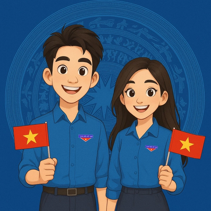 Tranh vẽ em yêu tổ quốc Việt Nam thanh niên áo xanh