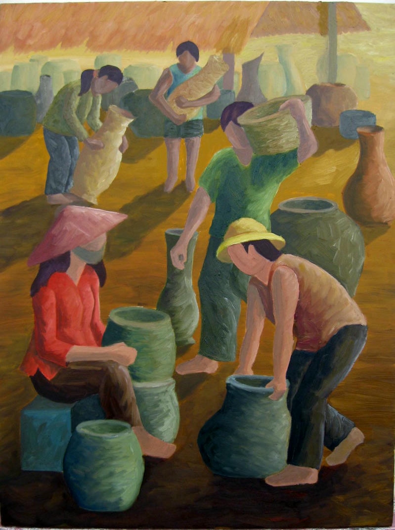 Tranh vẽ làng nghề truyền thống trong hội họa