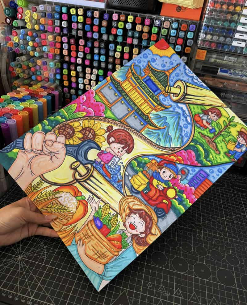 Tranh vẽ lao động vệ sinh đẹp