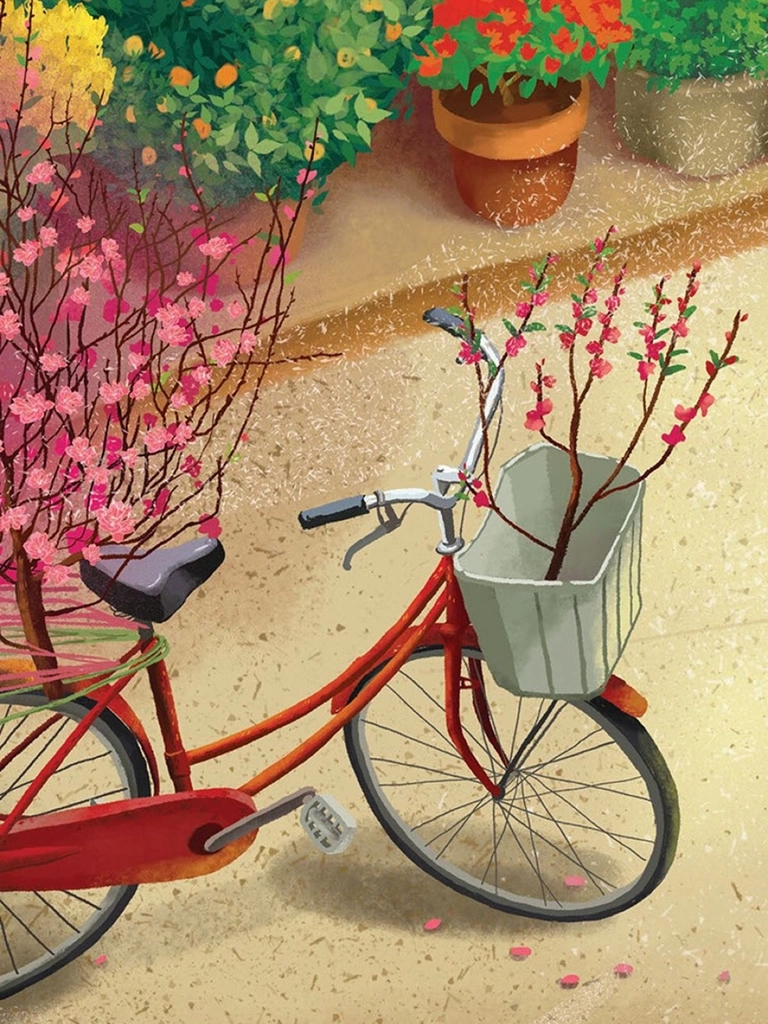 Tranh vẽ mùa xuân tươi đẹp sinh động