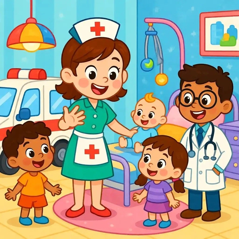 Tranh vẽ nghề bác sĩ chi tiết và sinh động