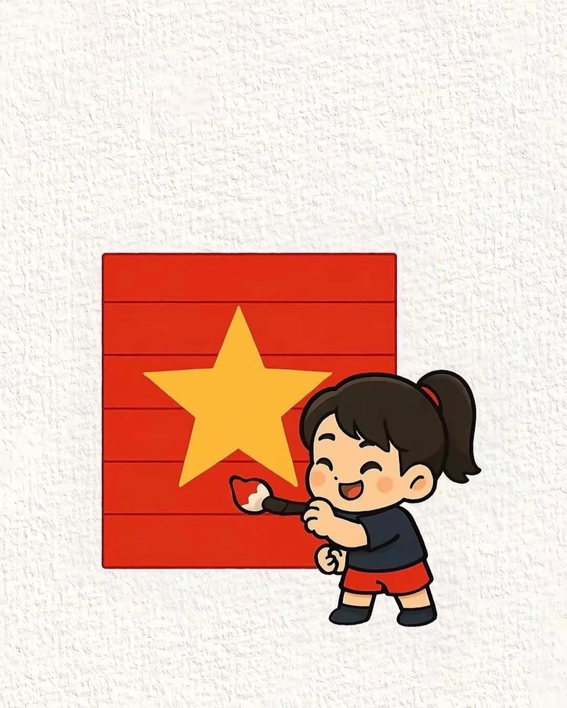 Tranh vẽ tình yêu quê hương bé gái vẽ sao vàng