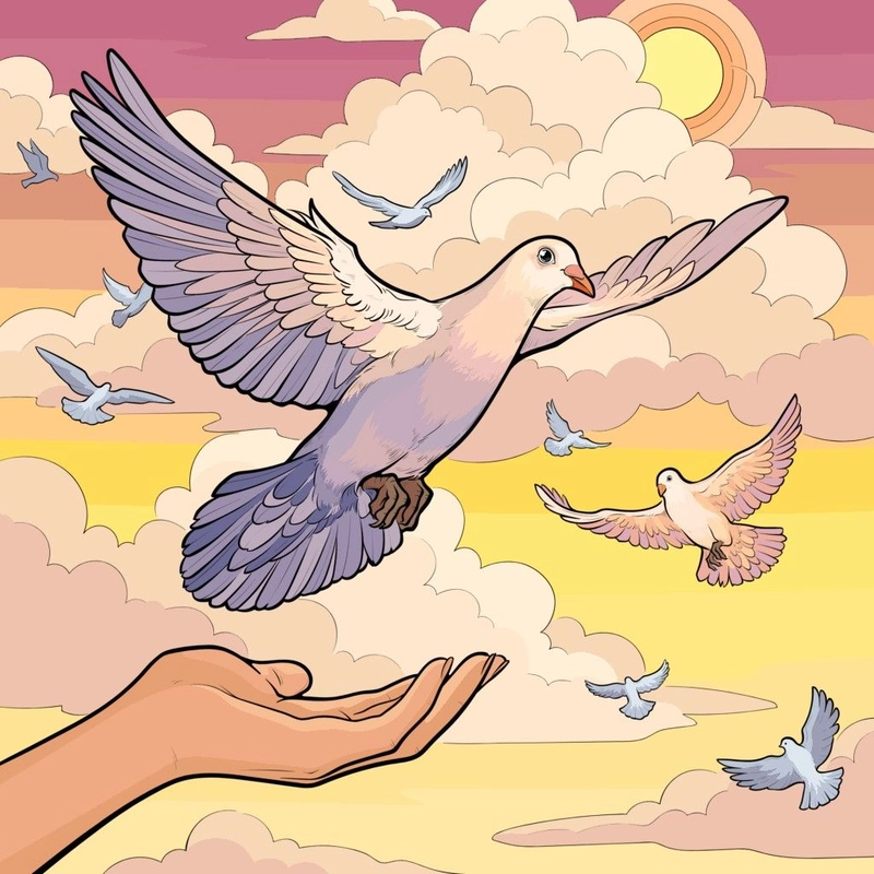 Vẽ tranh bảo vệ hòa bình cánh tay thả chim câu bay