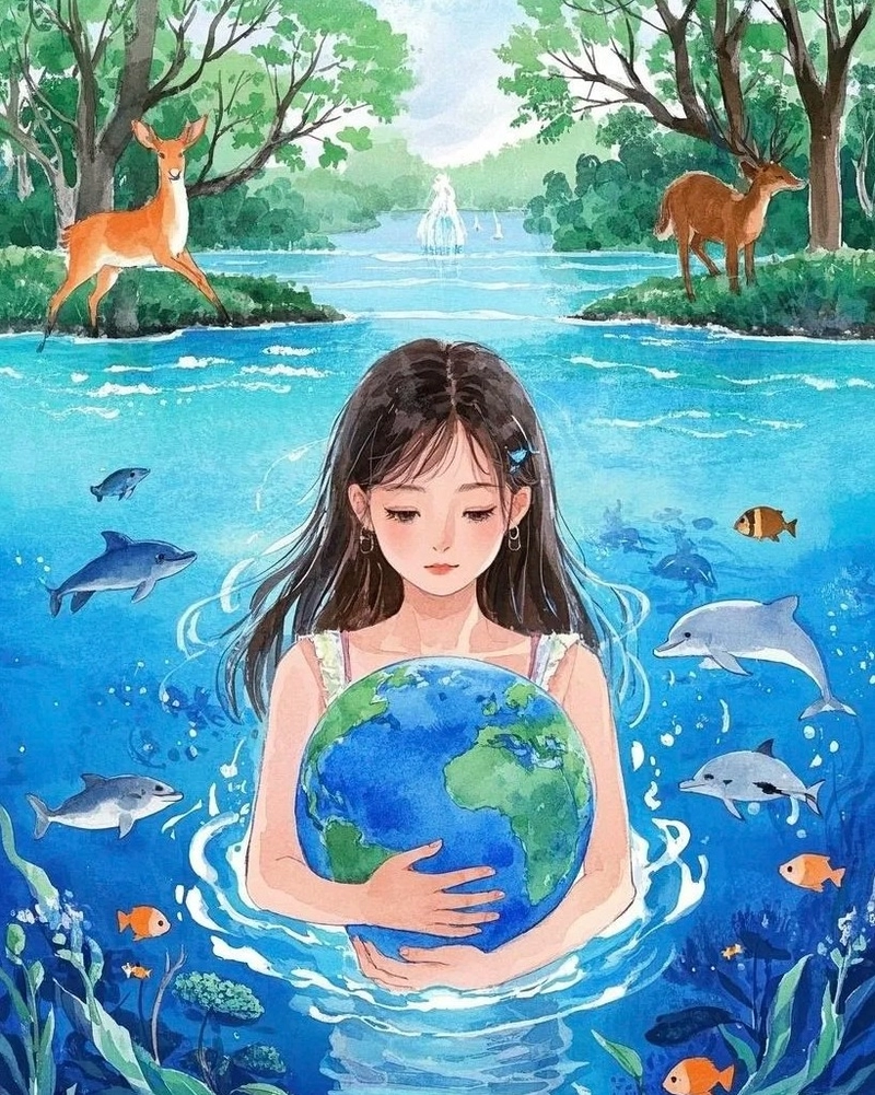 Vẽ tranh bảo vệ hòa bình cô gái ôm trái đất xanh