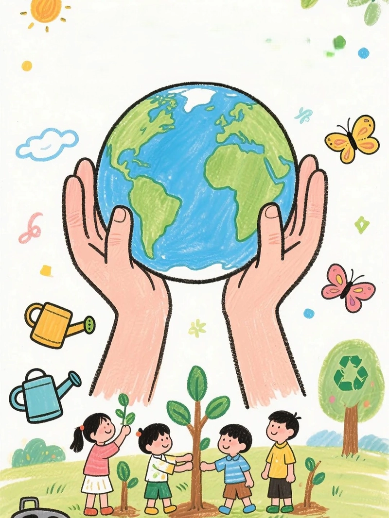 Vẽ tranh bảo vệ hòa bình đôi tay nâng trái đất xanh