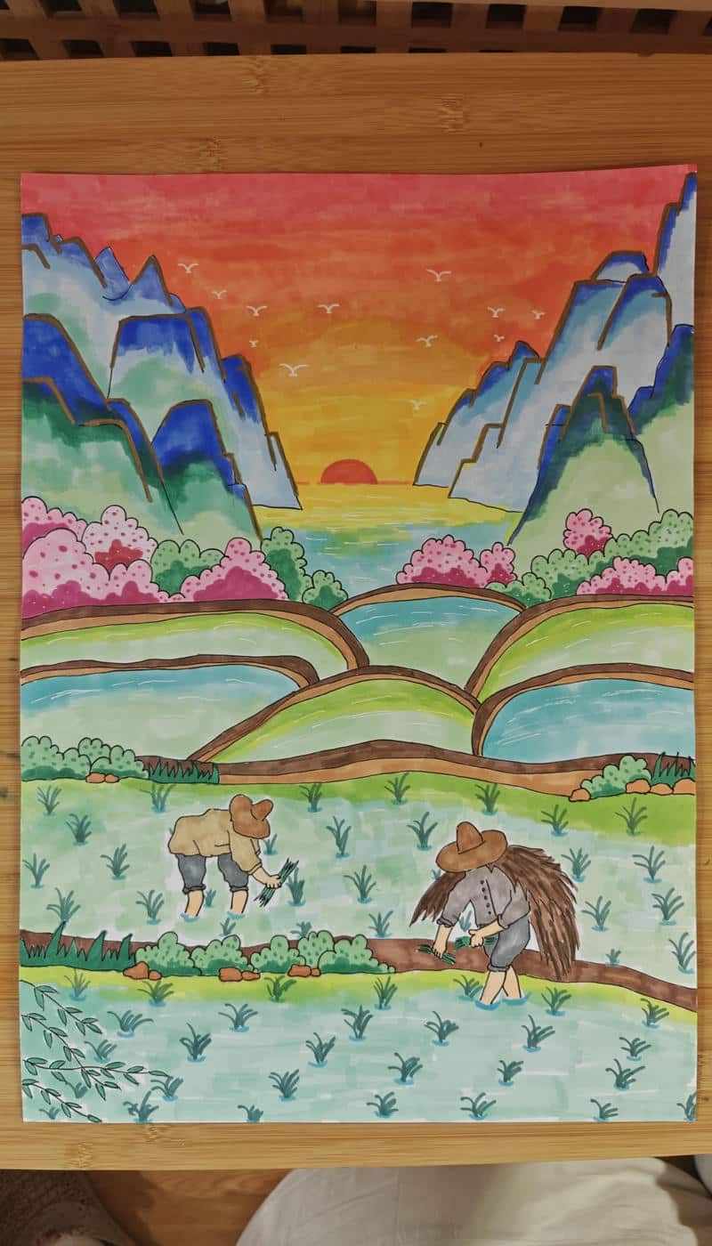 Vẽ tranh người nông dân đang lao động