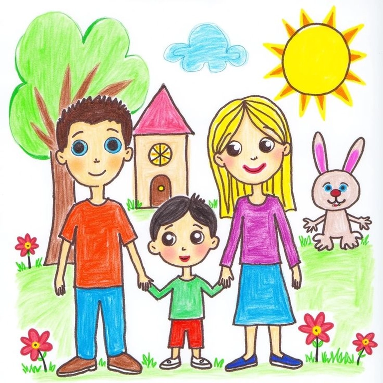 Vẽ về gia đình giản dị yêu thương