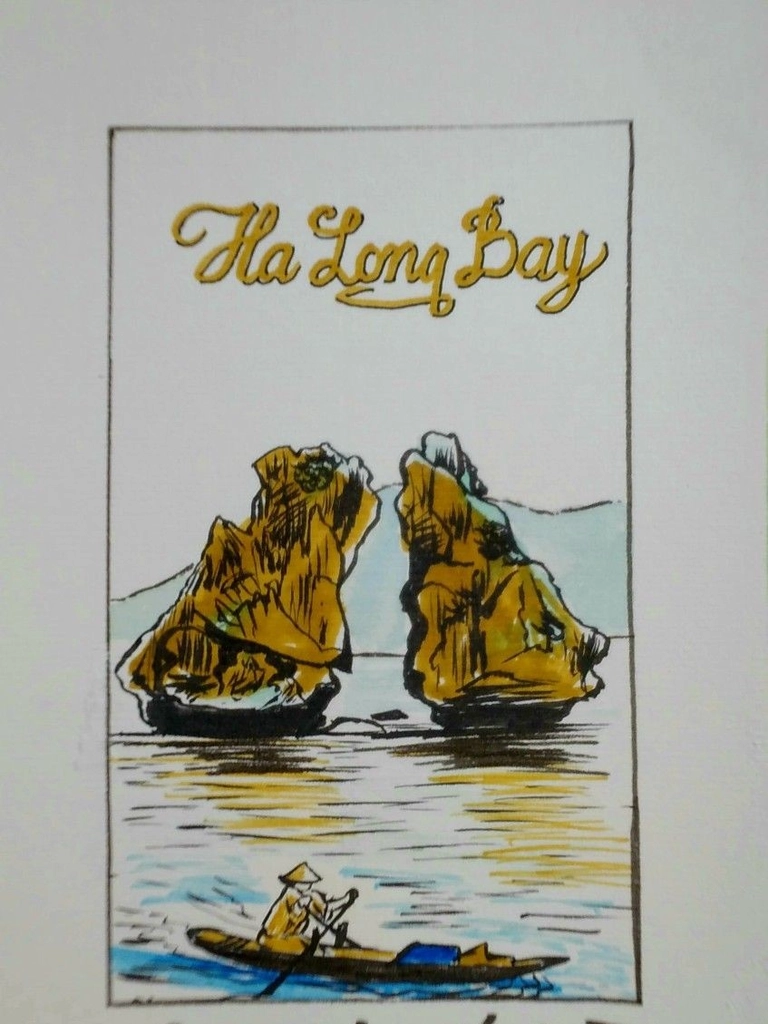 Vẽ vịnh hạ long bay đơn giản đẹp
