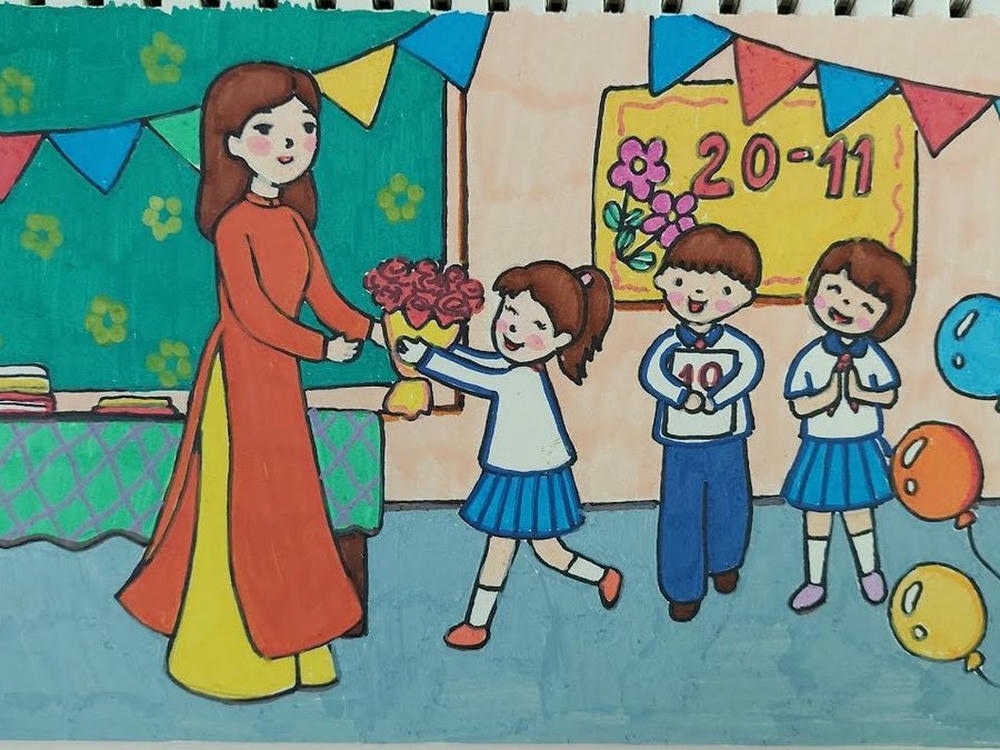 ảnh tranh vẽ nghề giáo viên phong cách hoạt hình