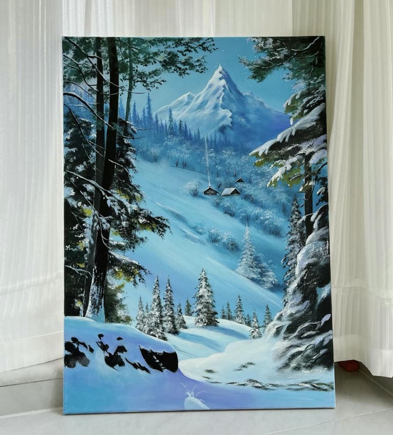 bức tranh núi rừng mùa đông cực đẹp