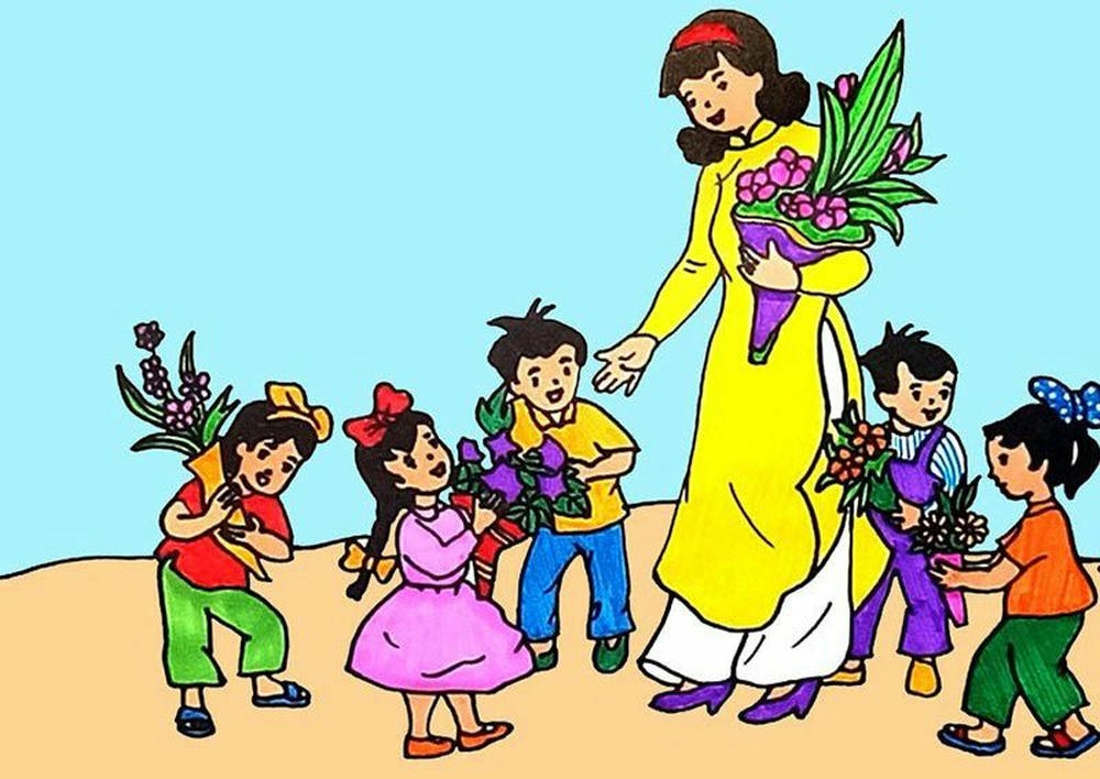 hình tranh vẽ nghề giáo viên bảng phấn