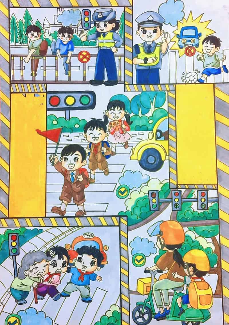 mẫu tranh giao thông đô thị trật tự