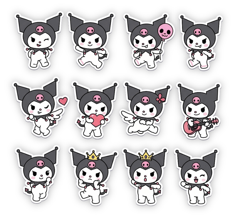 hình dán sticker kuromi trang trí 