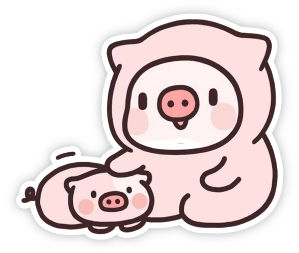 sticker heo hồng màu pastel 