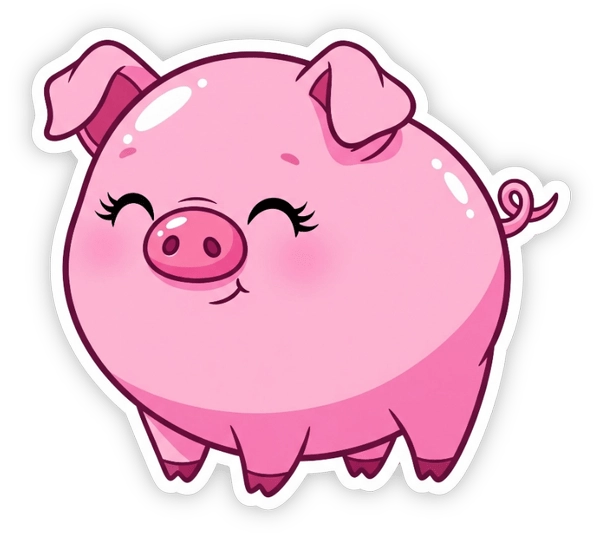 sticker heo hồng 3d 