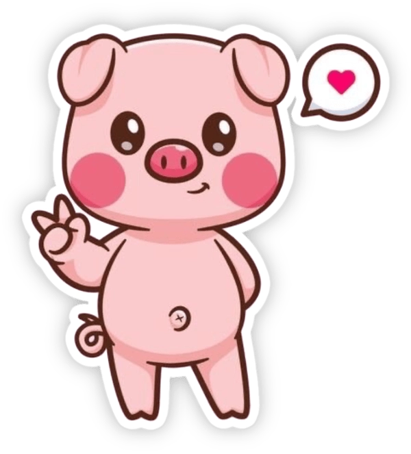 sticker heo hồng đáng yêu nhỏ gọn 