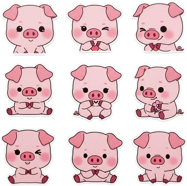 sticker heo hồng hoạt hình 
