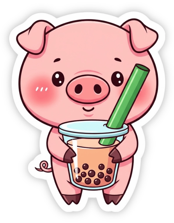 sticker heo hồng mini 