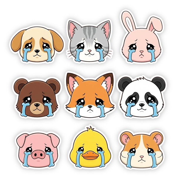 nhãn dán khóc biểu cảm đáng yêu 