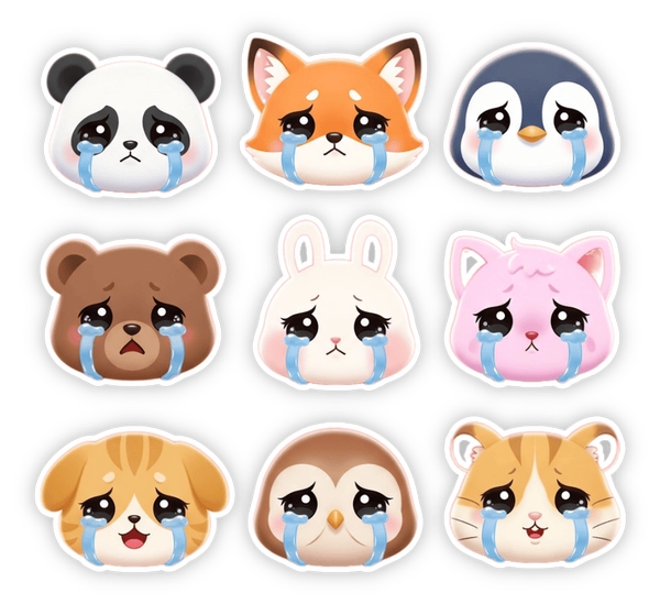 sticker khóc cute png nền trong suốt 