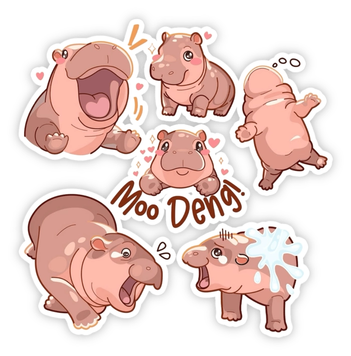 sticker moo deng dễ thương 