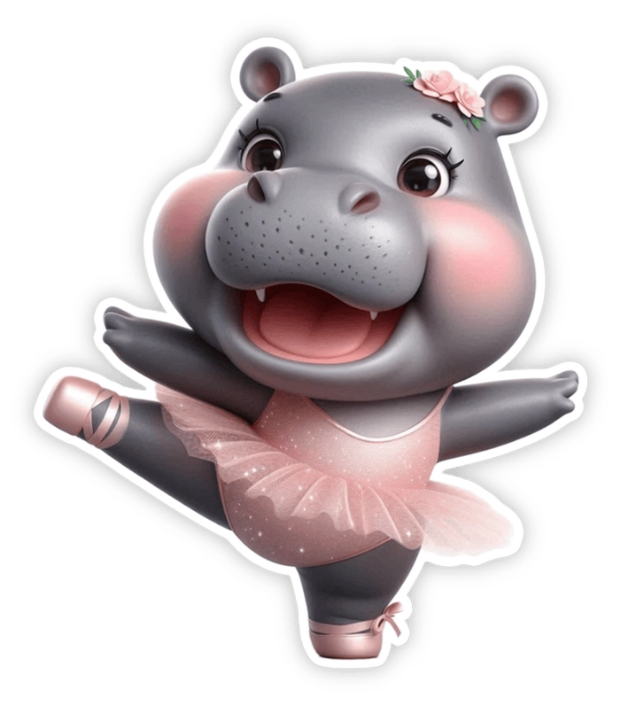 sticker moo deng hoạt hình chibi 