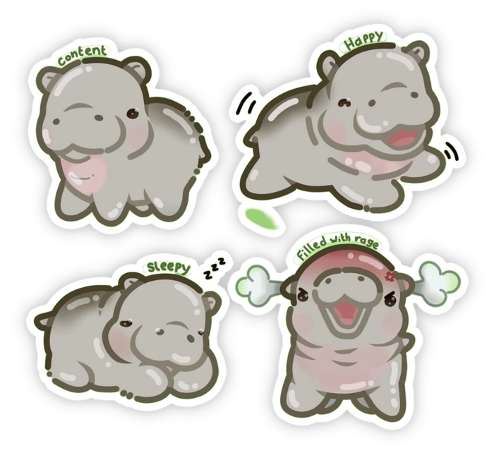 bộ moo deng sticker pack chibi 