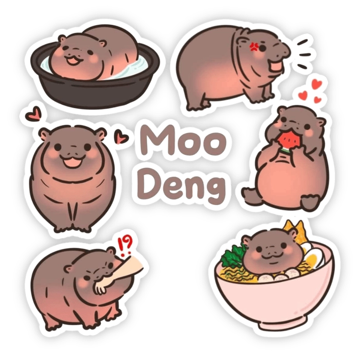 sticker moo deng hoạt hình 