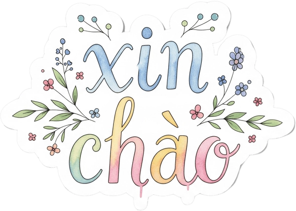 sticker xin chào dễ thương, dán sổ tay 