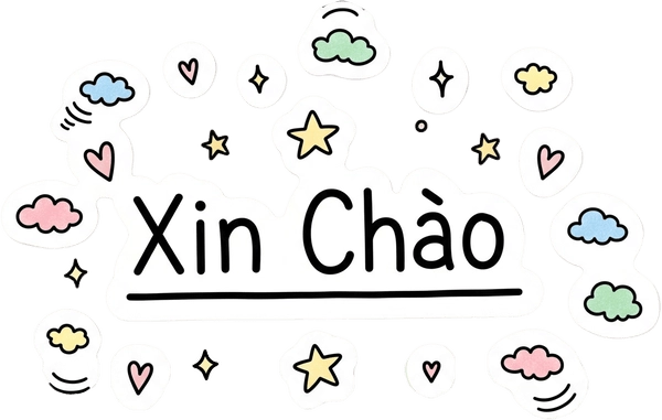 sticker xin chào cute chống nước 