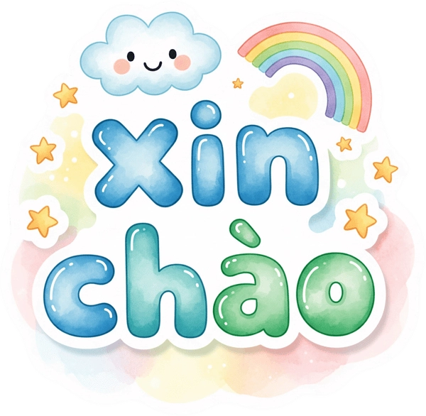 nhãn dán xin chào phong cách nhật 