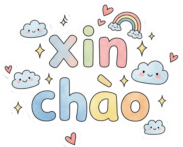 sticker chào đáng yêu trang trí vở 