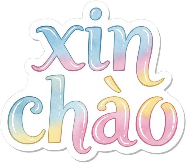 nhãn dán xin chào hoạt hình cute 