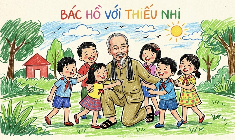 tranh chủ đề Bác Hồ và thiếu nhi đẹp nhất
