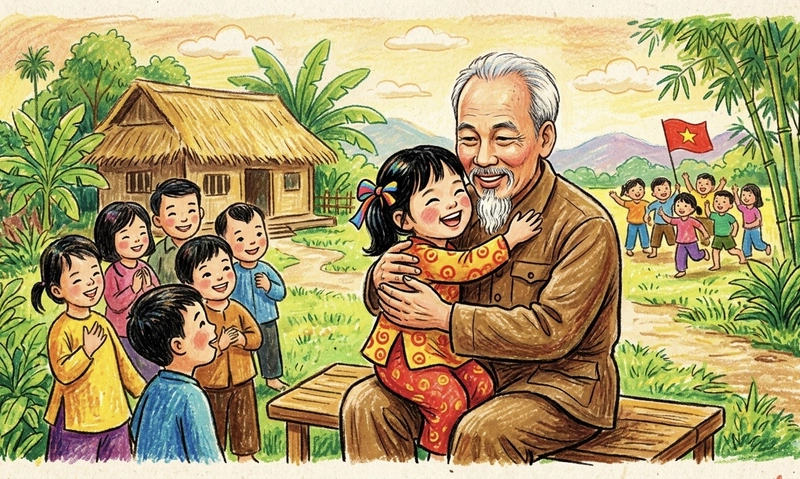 tranh thiếu nhi về Bác Hồ đẹp và cảm động